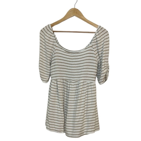 Isabel Maternity beige striped Top, Large - Picture 1 of 6